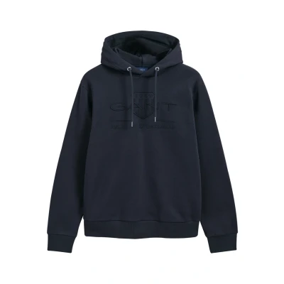 Image of GANT Tonal Shield Hoodie, Men&#039;s, Size: XS, Evening blue