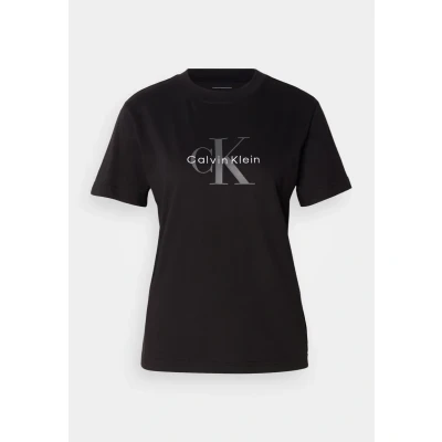 Image of Calvin Klein Jeans HERO Classic Monologo C NECK Print Tshirt, Women&#039;s, Size: XS, Black