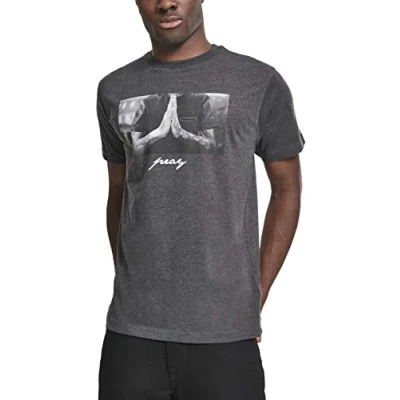 Image of Mister Tee PRAY Print Tshirt, Men&#039;s, Size: XL, Charcoal