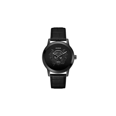 Image of GUESS Monarch Analog Leather Watch, Black, One size, Modern