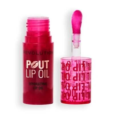 Image of Revolution Pout Lip Oil Teinté Nourishing Oil, Very High Shine and Non Sticky Finish, Vegan Cruelty Free, Red Cherry, 3 ml