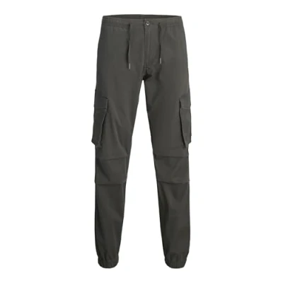 Image of Jack &amp; Jones Jpstkane Jjnoah Cuffed Cargo trousers, Men&#039;s, Size: Large, Black sand