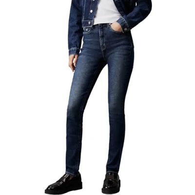 Image of Calvin Klein Jeans Women&#039;s High Rise Skinny Fit Jeans, Denim Dark, 25W / 30L