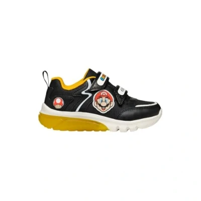 Image of Geox Nintendo Ciberdron BOY Light UP Trainers for kids, Size: 8.5K, Black/yellow Imitation leather/ textile