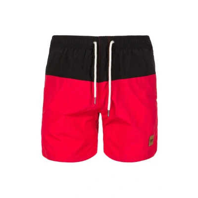 Image of Urban Classics Block Swimming shorts, Men&#039;s, Size: Small, Black/red
