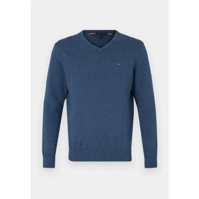 Image of Tommy Hilfiger Essential V NECK Jumper, Men&#039;s, Size: Small, Aegean sea heather