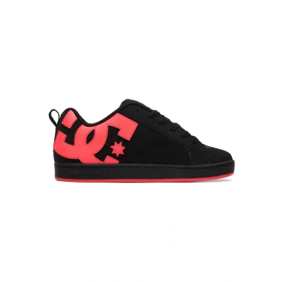 Image of DC Shoes Court Graffik Trainers, Women&#039;s, Size: 5, Black hot pink Leather
