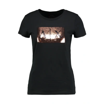 Image of Armani Exchange Print Tshirt, Women&#039;s, Size: Large, Black/gold