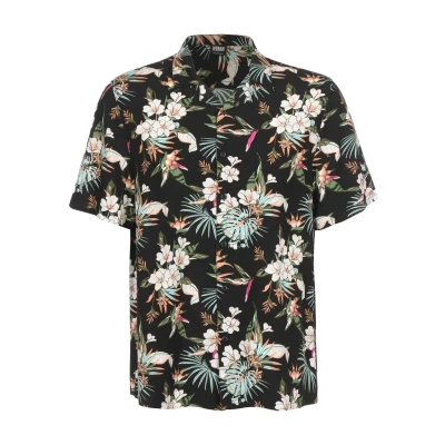 Image of Urban Classics AOP Resort Shirt, Men&#039;s, Size: 3XL, Blacktropical