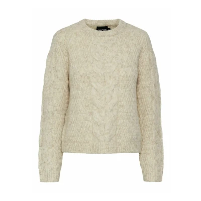 Image of PIECES Women&#039;s Pcnina Ls O Neck Knit Noos Bc Sweater, Birch, L