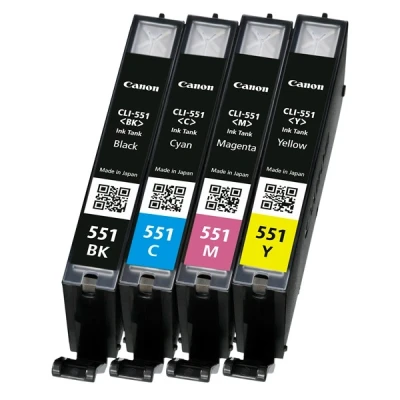 Image of Canon CLI 551 C M Y BK Pack of 4 cartridges (Black Cyan Magenta Yellow) Genuine (Plastic )