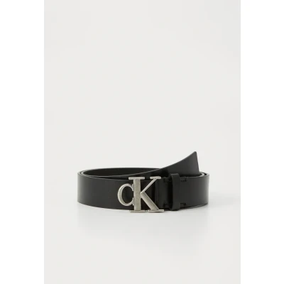 Image of Calvin Klein Buckle Tumbled Belt Black/antique silvercoloured, Men&#039;s, Size: 48, silver/coloured
