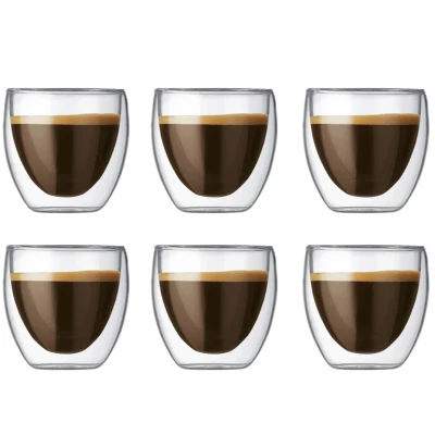 Image of Bodum PAVINA Double Walled Thermo Glasses 0.08 L, 2.5 oz, 6 Count (Pack of 1)