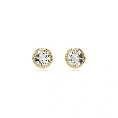 Image of Swarovski Angelic stud earrings, Round cut, White, Rhodium plated