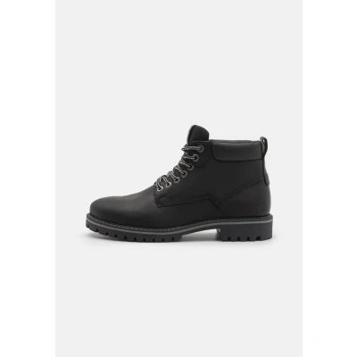 Image of Jack &amp; Jones Jfwqueensway Laceup ankle boots, Men&#039;s, Size: 6, Anthracite Leather and textile