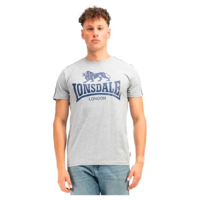 Image of Lonsdale Print Tshirt, Men&#039;s, Size: Small, Marl grey navy