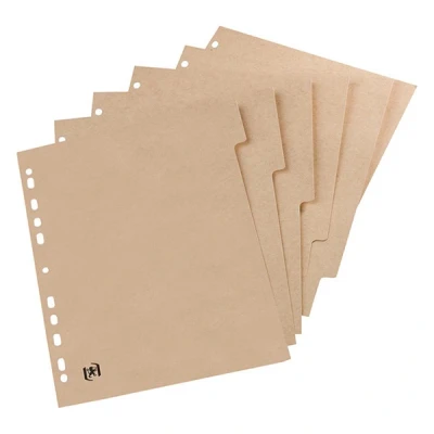 Image of OXFORD Touareg 20 Packs of Neutral Dividers A4 6 Positions Recycled Card Thickness 265 g Natural Beige