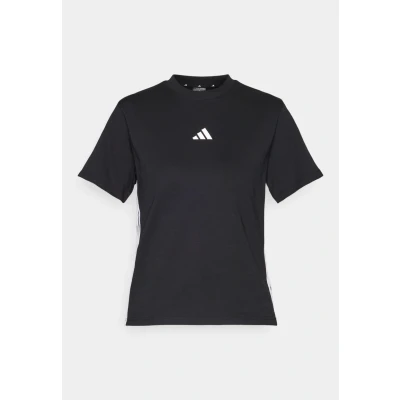 Image of adidas Sportswear Essentials Stripes Print Tshirt, Women&#039;s, Size: Small, Black/white