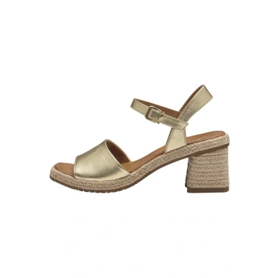 Image of Tamaris Damen Sandalen mit Absatz Leder Blockabsatz Sommer; GOLD/metallic; 37 EU