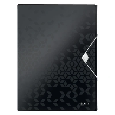 Image of Leitz 46290095 Box File, Holds up to 250 A4 Sheets, Elastic Closure, Flexible Plastic, Black, WOW Range