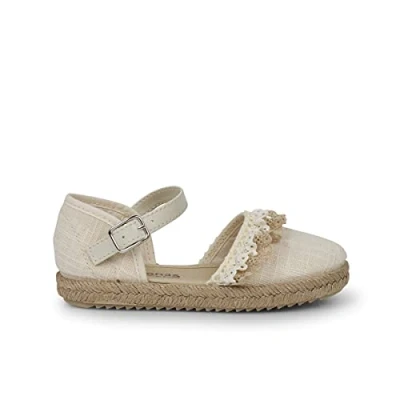Image of Pisamonas CON Puntillas Espadrilles for kids, Size: 5.5K, Crudo Textile/synthetics