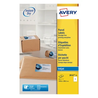 Image of Avery Inkjet Label 199.6x289.1mm White 25 Sheets 1 per Sheet