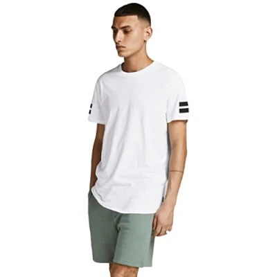 Image of Jack &amp; Jones Jcoboro CREW NECK SLIM FIT Print Tshirt white, Men&#039;s, Size: XS, White