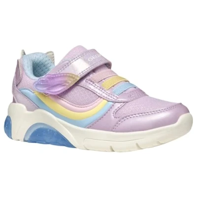 Image of Geox Light UP J Fadinlight GIRL Trainers for kids, Size: 1, Lilac/multicolor Imitation leather/ textile