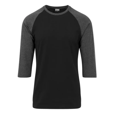 Image of Urban Classics Contrast 3/4 Sleeve Raglan Long sleeved top, Men&#039;s, Size: Medium, Blk/cha