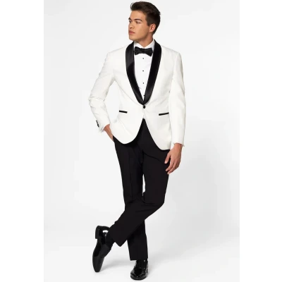 Image of Opposuits Pearly Tuxedo WITH BOW TIE Suit, Men&#039;s, Size: 38R, White