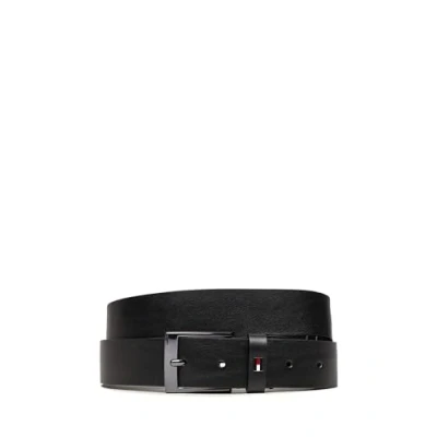 Image of Tommy Hilfiger Men&#039;s Adan New Leather Belt with Logo, Black (Black), 80