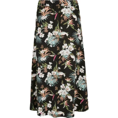 Image of Urban Classics Women&#039;s Viscose Midi Skirt, Long Skirt for Women, Available in Many Colours, Sizes XS 5XL, Black Tropical, 4XL