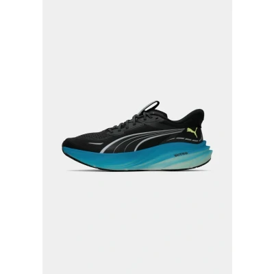 Image of Puma Magnify Nitro 3 Road running shoes, Men&#039;s, Size: 9, Black/speed blue shoes