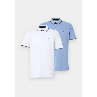 Image of Jack &amp; Jones Jjepaulos 2 PACK Polo shirt, Men&#039;s, Size: XS, Royal blue/white