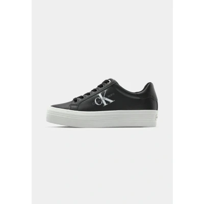 Image of Calvin Klein Jeans VULC Flatform Laceup Trainers, Women&#039;s, Size: 7, Black leather and imitation