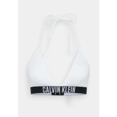 Image of Calvin Klein Swimwear Triangle Bikini top, Women&#039;s, Size: Medium, Brilliant white