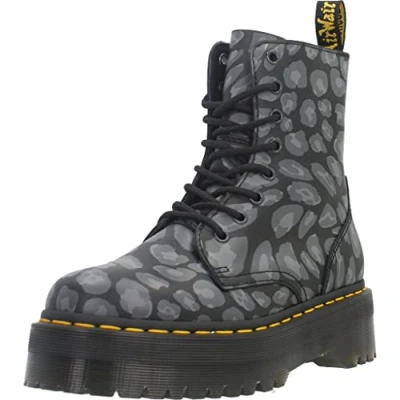Image of Dr. Martens Jadon Distorted Leopard S Backhand Platform ankle boots, Women&#039;s, Size: 6, Black Leather