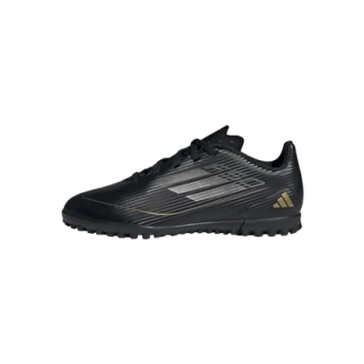 Image of adidas Performance F50 CLUB TF Unisex Astro turf trainers for kids, Size: 2.5, Core black/iron metallic/gold metallic Synthetics