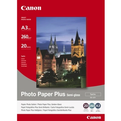 Image of Canon photo paper Plus SG 201 Semi gloss A3 (297 x 420 mm) 260 g/m2 20 sheet(s), Black
