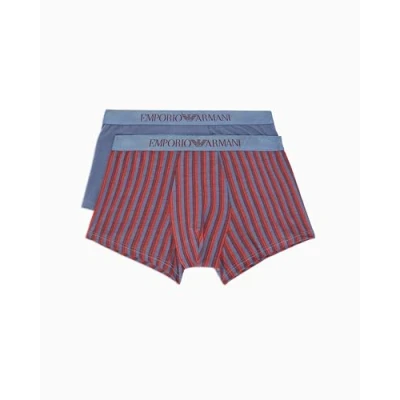 Image of Emporio Armani Trunk 2 PACK Pants, Men&#039;s, Size: Large, Blue/dark red