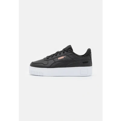 Image of Puma Carina Street Trainers, Women&#039;s, Size: 5, Black/rose gold/white shoes