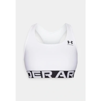 Image of Under Armour Branded Medium support sports bra, Women&#039;s, Size: Large, White/black