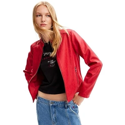 Image of Desigual Faux leather jacket, Women&#039;s, Size: 8, Red