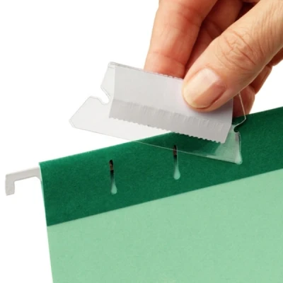 Image of Esselte Classic Label Holders with Labels for Suspension Files, 50mm,Transparent Pack of 25, 94514, White