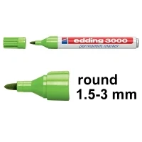 Image of edding 3000 permanent marker light green box of 10 round tip 1.5 3 mm quick drying markers waterproof, smudge proof for cardboard, plastic, wood, metal, fabric pens