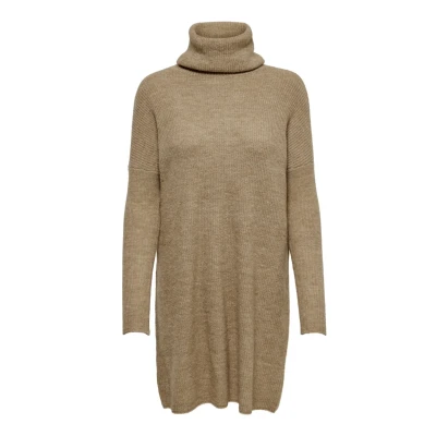 Image of ONLY Women&#039;s Onljana L/S Cowlneck Dress Wool KNT, Brown (Indian Tan Detail: W. Melange), M