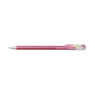 Image of Pentel K110 DMPX Hybrid Dual Metallic Gel Rollerball Pen Glitter Ink Colour Pink/Metallic Green &amp; Gold Line Width 0.5 mm Pack of 1