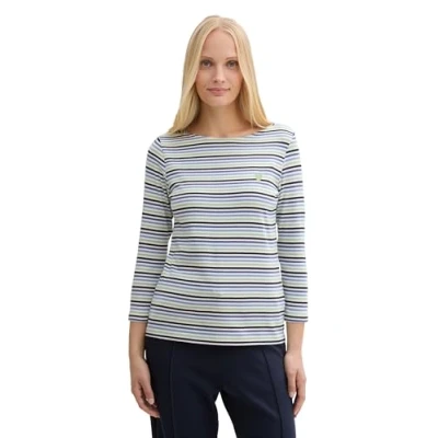 Image of TOM Tailor MIT Streifenmuster Long sleeved top, Women&#039;s, Size: XL, Blue green regular stripe