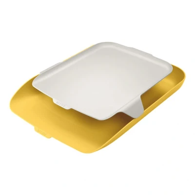 Image of Leitz A4 Letter Tray with Organiser, Pack of 4, Warm Yellow, Cosy Series, 52590019