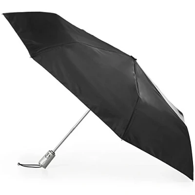 Image of totes Automatic Eco Open Close Water resistant Travel Folding Umbrella With Sun Protection, Black, One Size, Protection